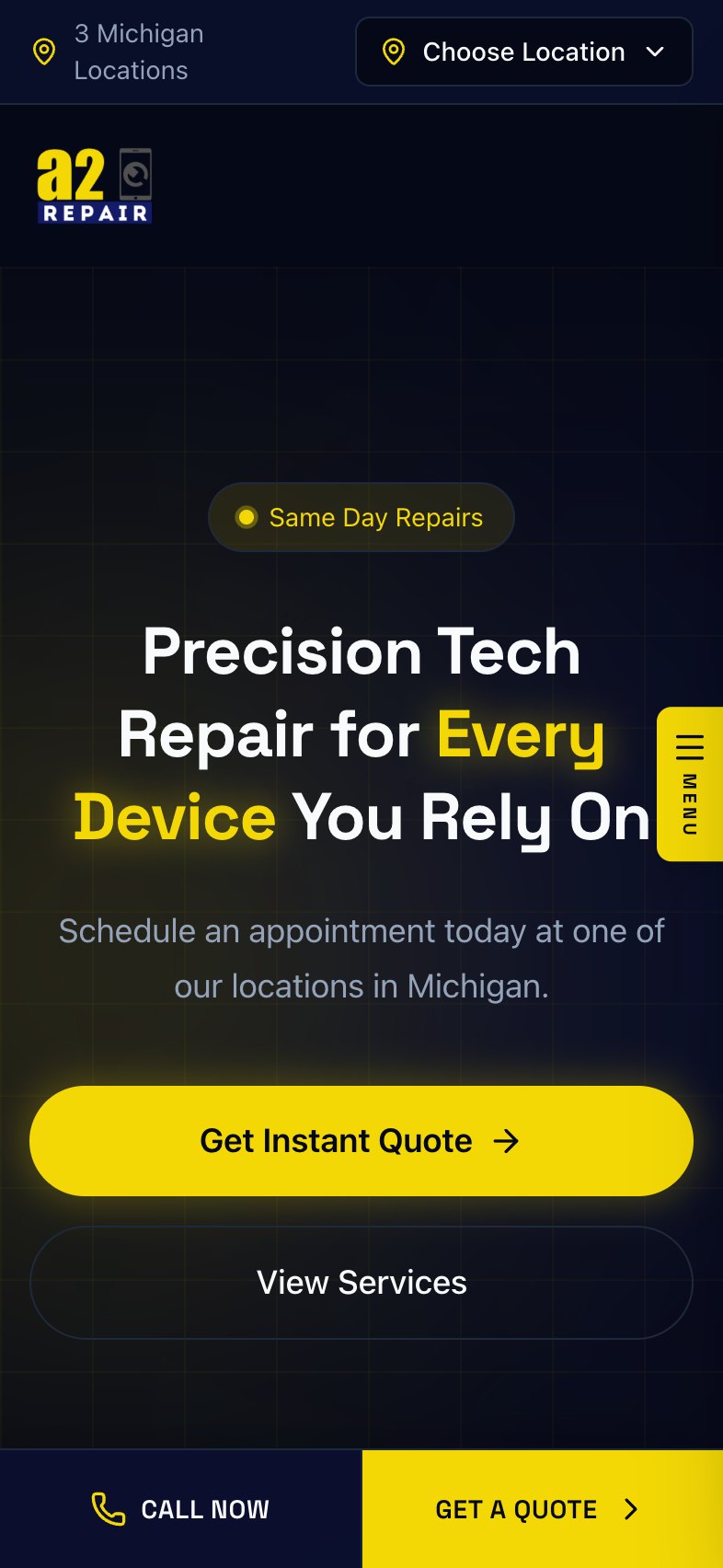 A2 Phone Repair mobile website preview