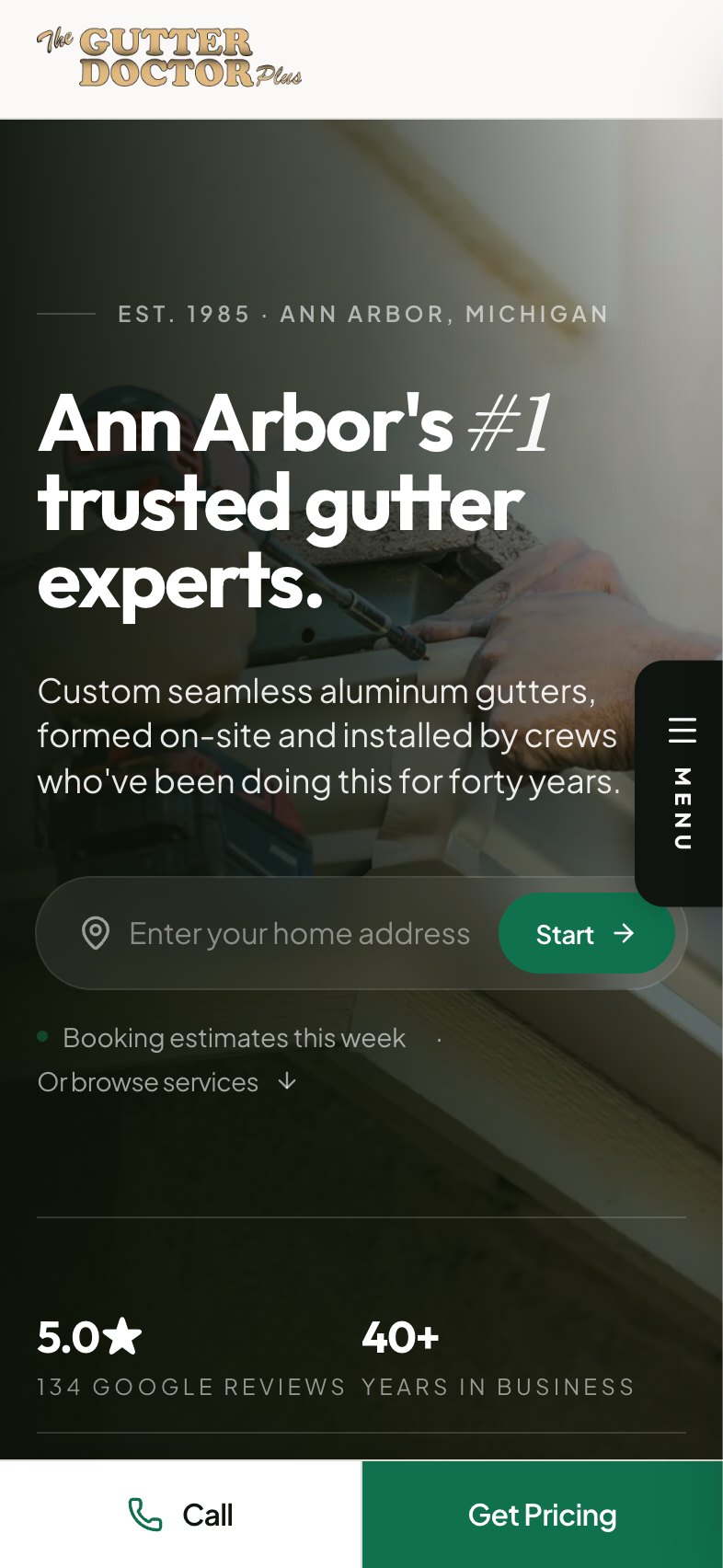 The Gutter Doctor Plus mobile website preview