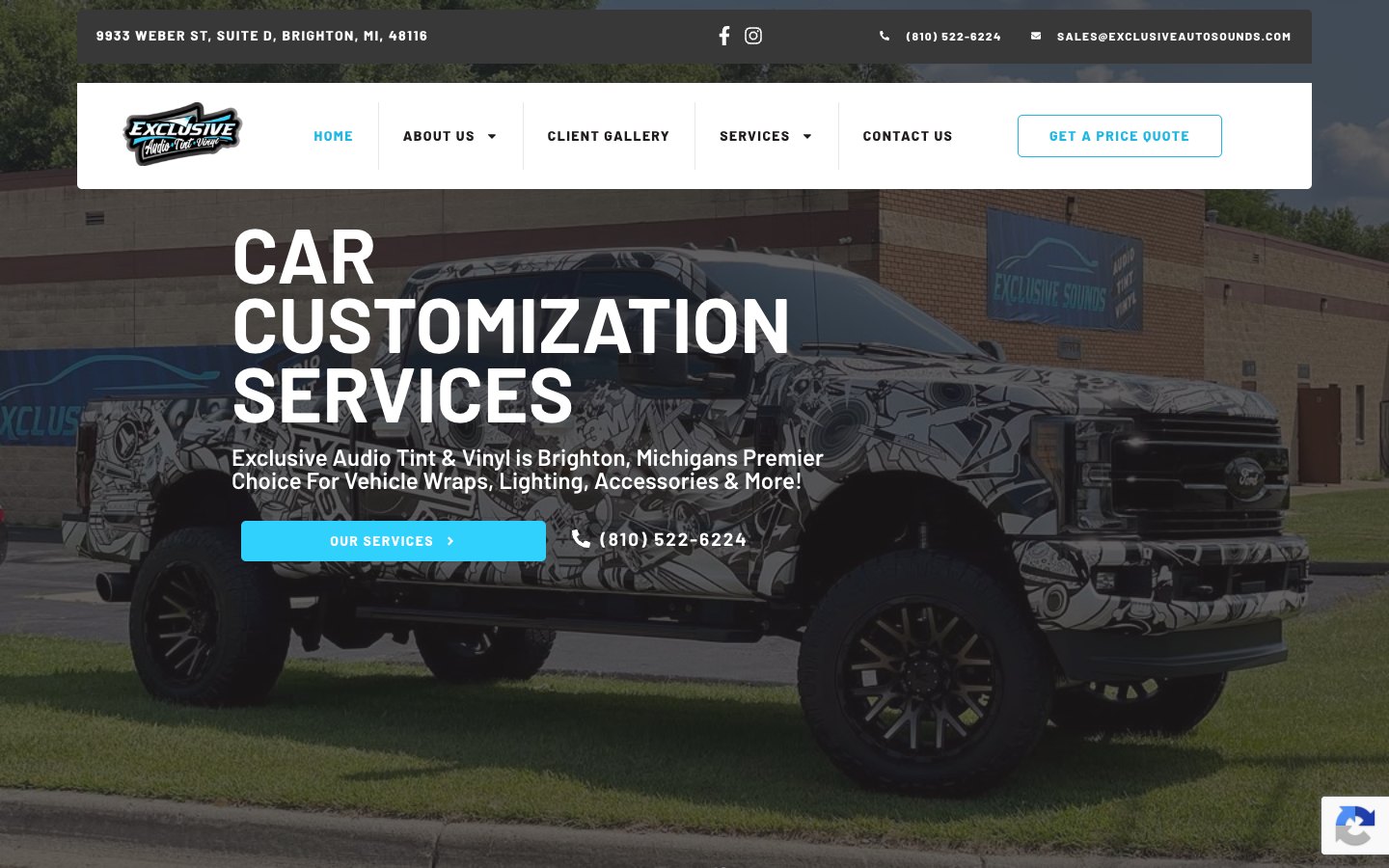 Exclusive Auto Sounds desktop website preview