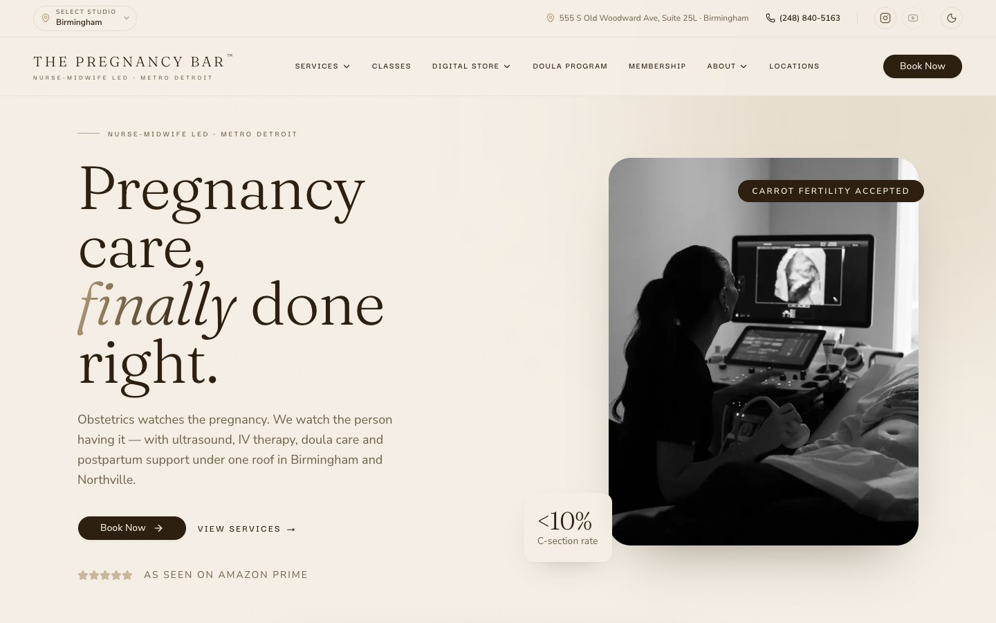 The Pregnancy Bar desktop website preview