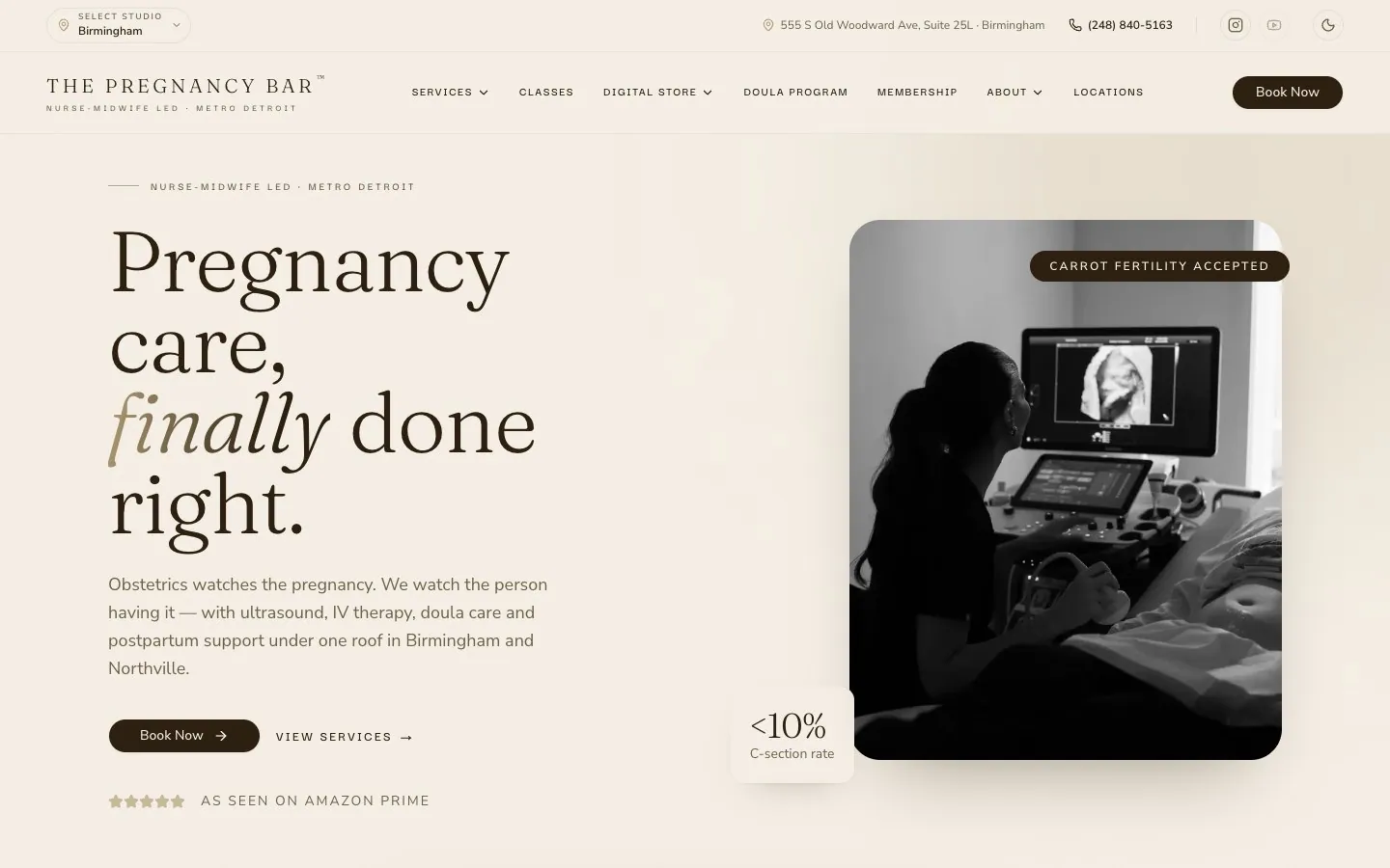 The Pregnancy Bar desktop website preview