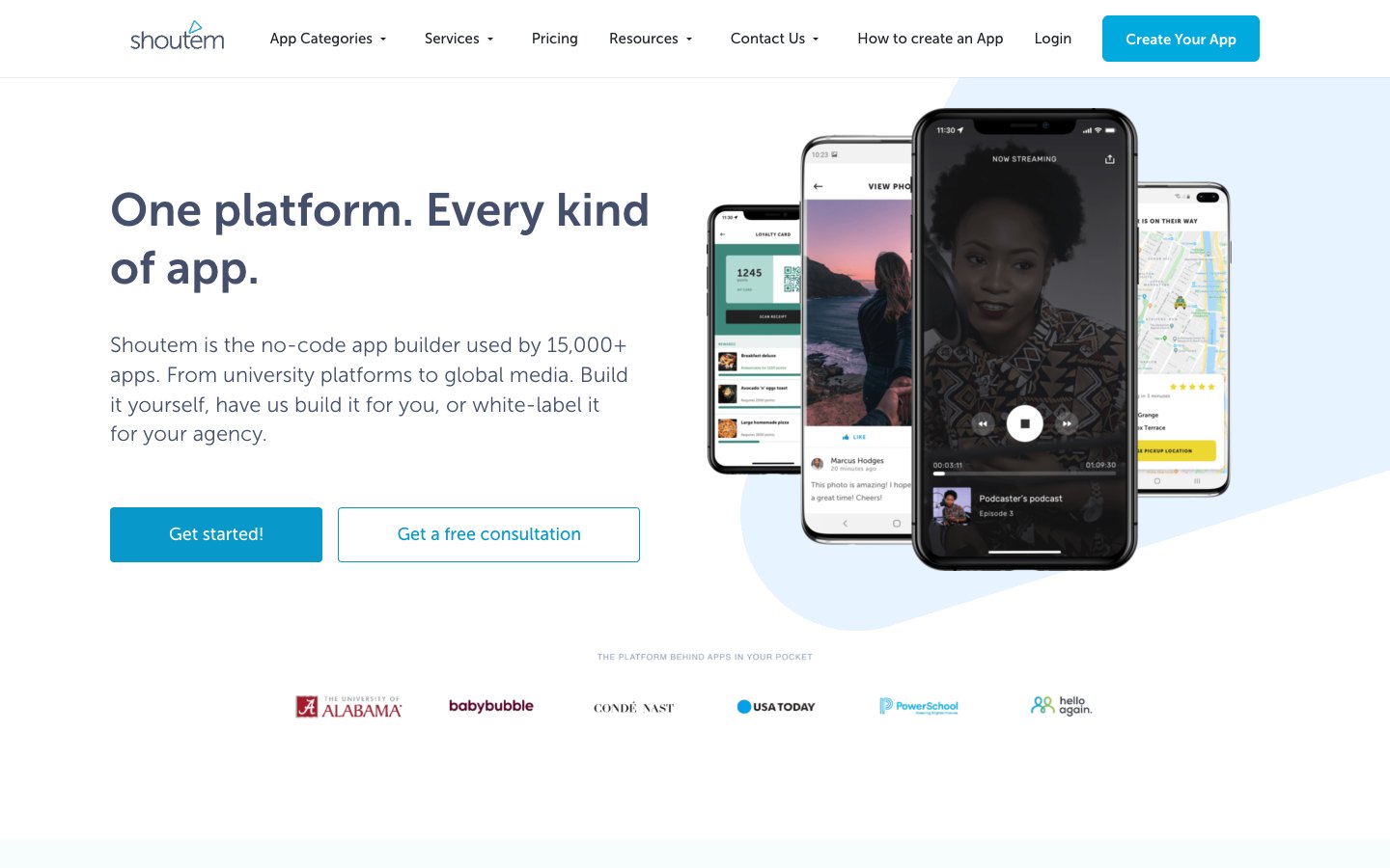 Shoutem desktop website preview