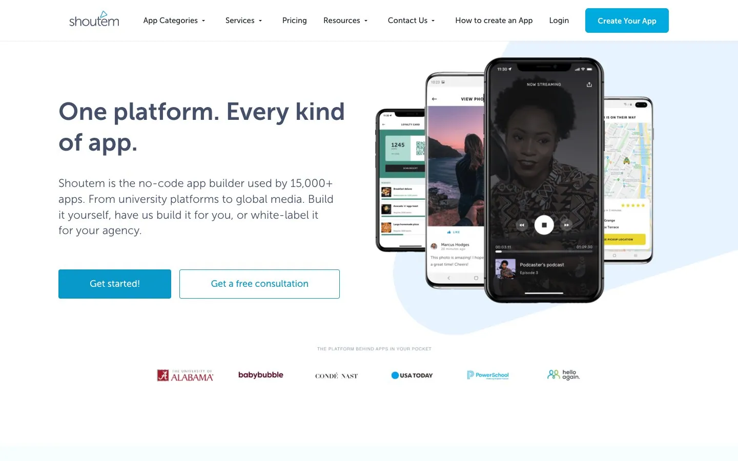 Shoutem desktop website preview