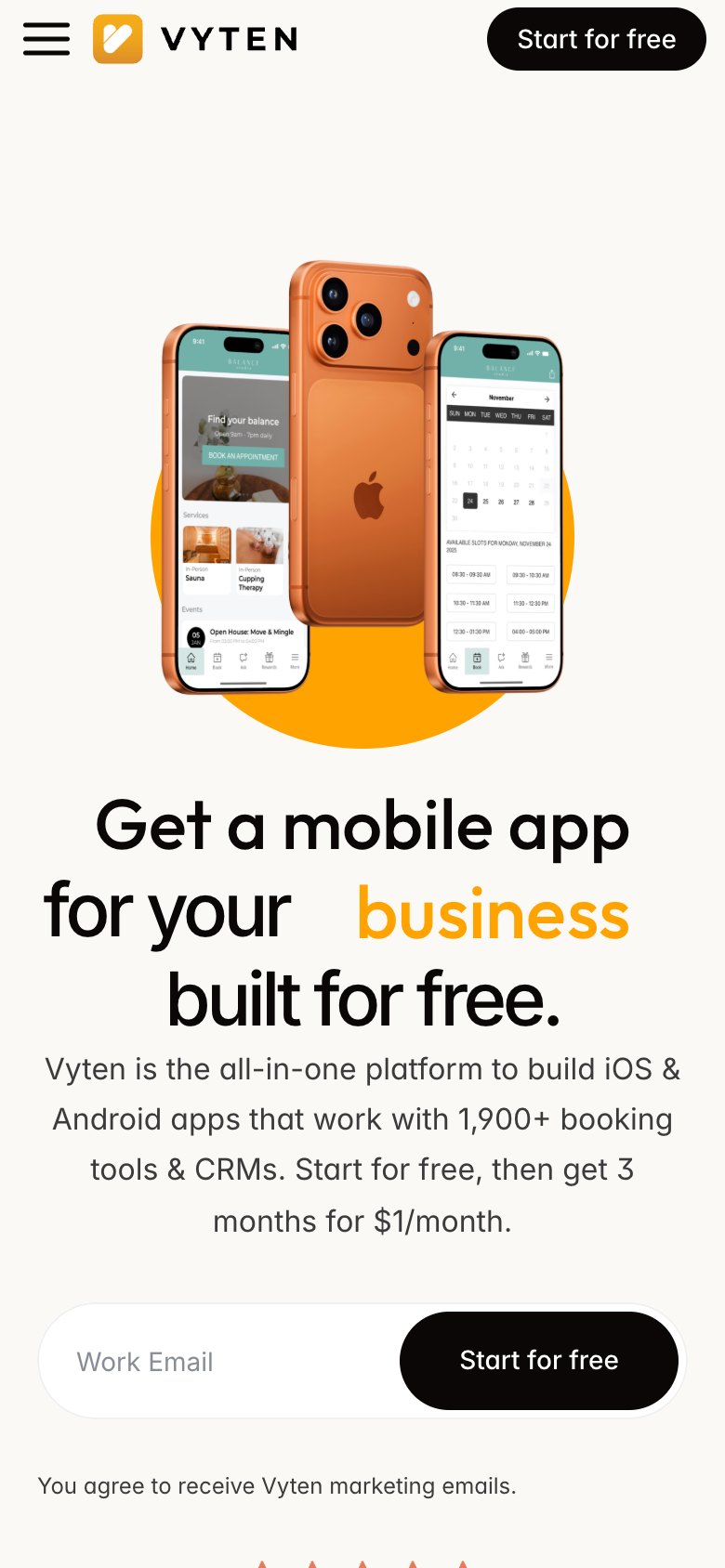 Vyten mobile website preview
